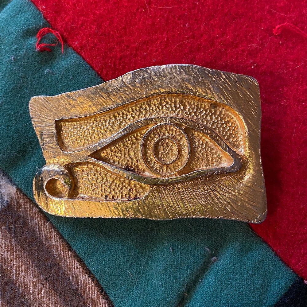 Vintage Rare MIMI di N 1972 Gold Tone Eye of Horus Belt Buckle Vintage Designer